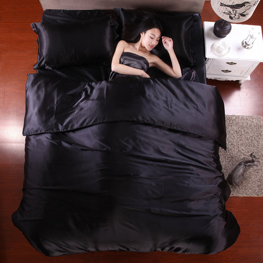 Juego de Cama de Seda Hielo de Cuatro Piezas
