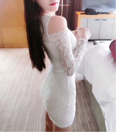 Vestido de Encaje Ajustado con Escote en V y Mangas Largas para Salidas Nocturnas - Image 8