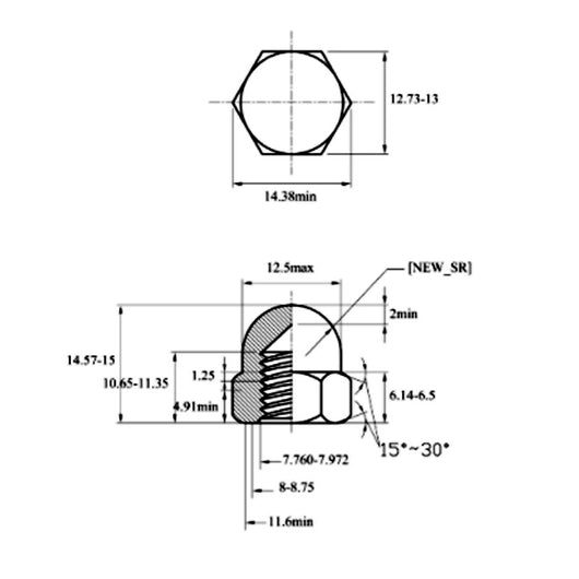 Tuerca Tapón Integral Semicircular con Bola de Rosca - Image 9