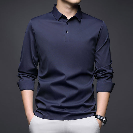 Camisa Manga Larga Cuello Solapa Sin Costuras Jinammonia para Hombre - Image 8