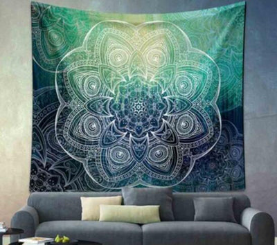 Tapiz Mandala Indio Verde Azul Floral - Manta Multiusos 210x150cm - Image 5