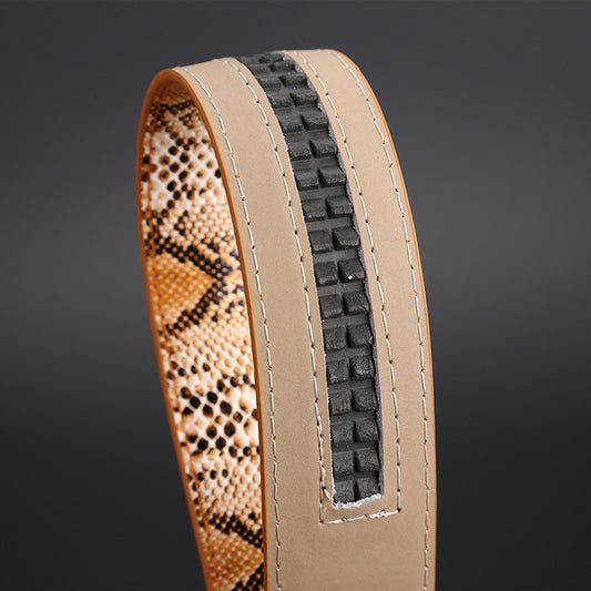 Cinturón de Cuero de Serpiente con Hebilla Automática para Hombre - Image 2