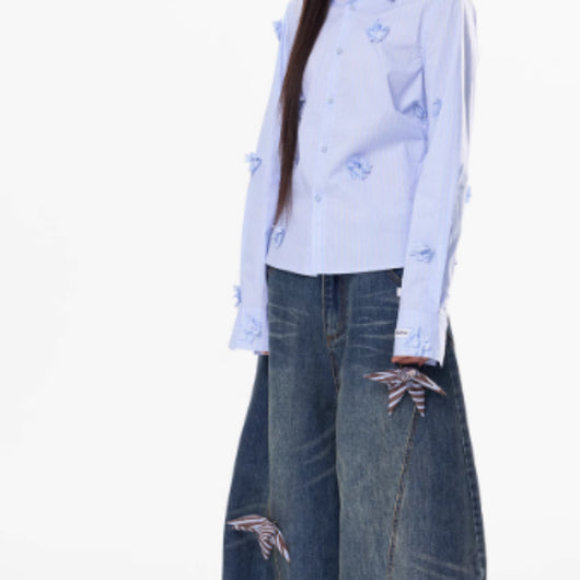 Pantalones Vaqueros de Trabajo Pierna Recta Cintura Alta para Mujer - Image 5
