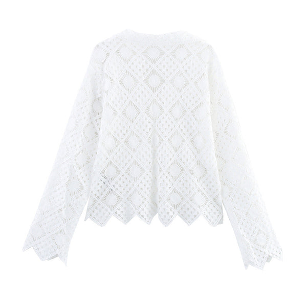 Blusa Elegante con Cuello en V y Bordados para Mujer