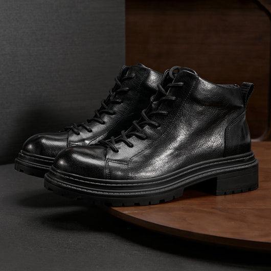 Botas de Trabajo en Cuero Genuino para Hombre - Otoño Invierno con Suela Reforzada