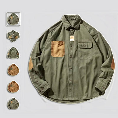 Camisa de Algodón Lavado para Hombre - Estilo Retro Casual con Mangas Largas