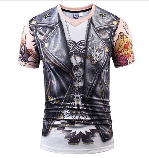 Chaleco Hip Hop Falso con Camiseta Slim Fit Manga Corta para Hombre