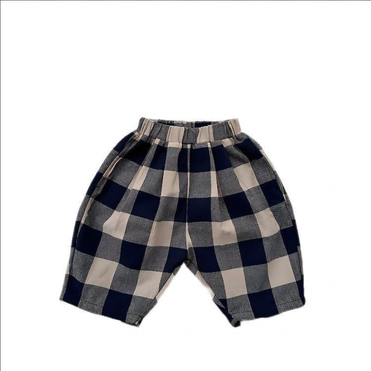 Pantalones Capri Cuadros Azul Retro para Niños - Image 6