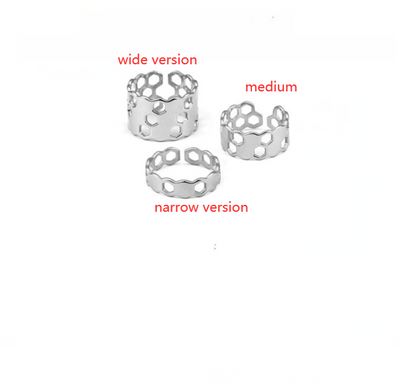 Anillo Minimalista de Oro Electrochapado con Diseño Panal Hueco - Image 12