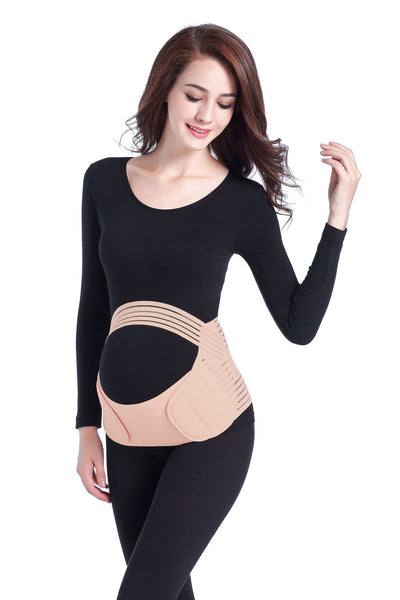 Pink adjustable maternity support belt on a pregnant woman, designed for stomach lift and comfort. - Image 22