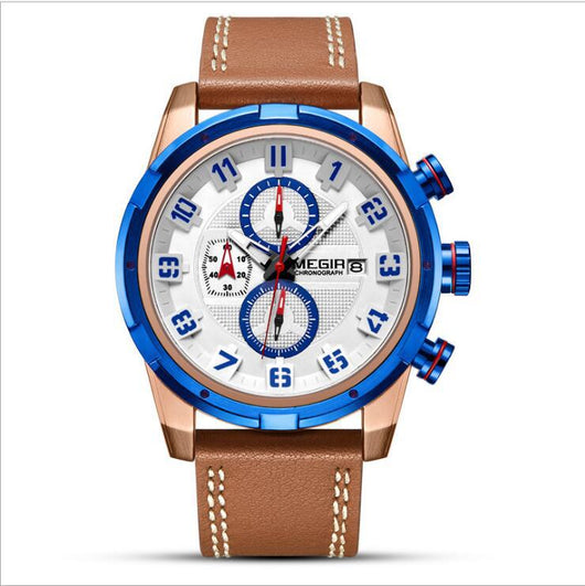 Reloj Deportivo Cronógrafo de Cuarzo con Correa de Cuero - Image 5