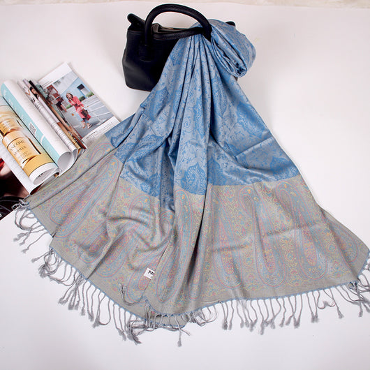 Foulard Étnico de Cachemira Dual-uso con Jacquard y Borlas - Image 21