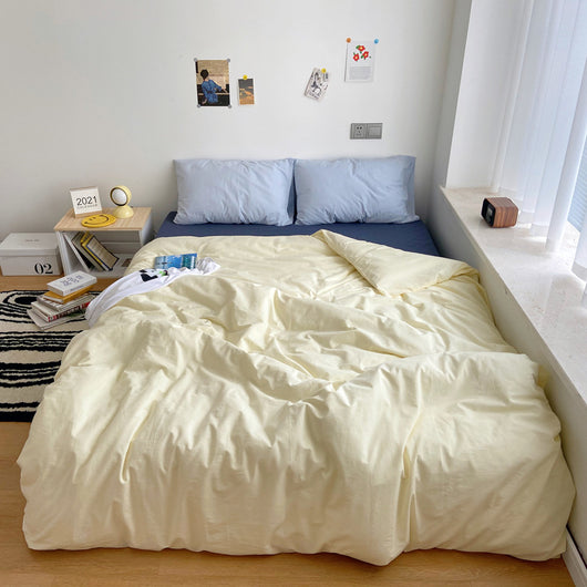 Juego de Cama Algodón Puro Lavado Estilo Japonés - Funda Nórdica y Sábanas Lisos - Image 9