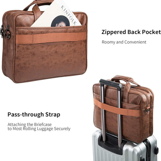 Bolsa Mensajero de Cuero para Hombre con Compartimento para Notebook - Image 8