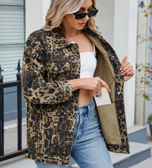 Chaqueta Denim Suelta Retro para Mujer