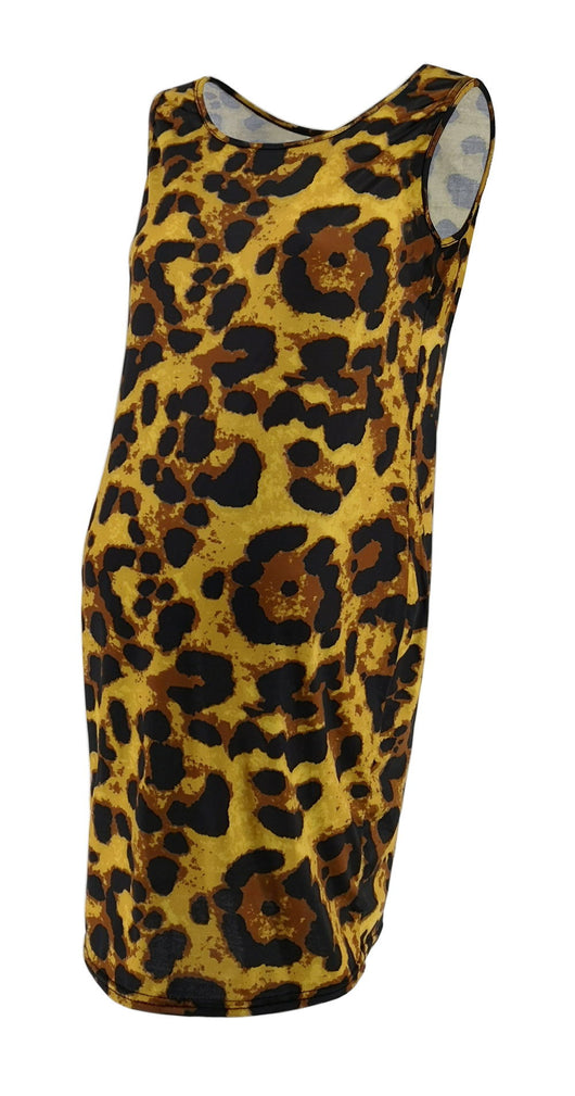 Vestido Premamá Estampado Leopardo sin Mangas para Verano - Image 9