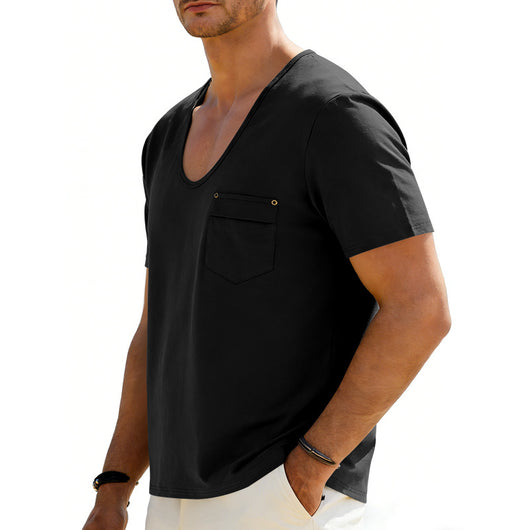 Playera Holgada Casual para Hombre con Cuello Amplio y Mangas Cortas - Image 23