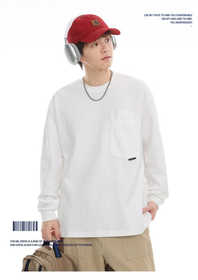 Camiseta Suelta de Cuello Redondo Manga Larga Básica para Hombre - Image 42