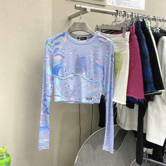 Blusa Manga Larga Estampado Tie-Dye con Protección Solar y Malla Transpirable - Image 3