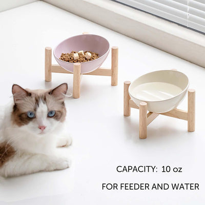 Comedero Elevado para Gatos con Soporte de Madera - Cuencos Cerámicos Antideslizantes - Image 3