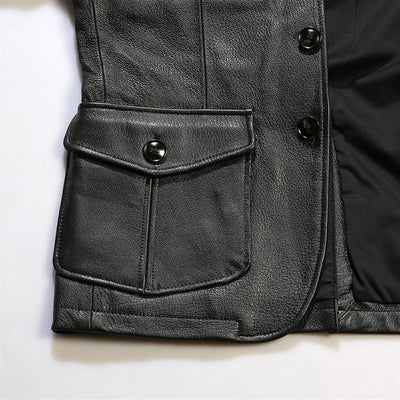 Blazer de Cuero Casual Abotonado Simple - Image 22