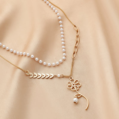 Collar Personalizado de Perla con Dije de Espiga Doble Capa - Diseño Minimalista - Image 9