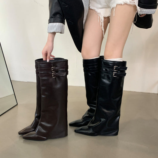 Botas de Moda Temperament Wild con Caña