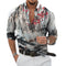 Camisa Casual Masculina de Manga Longa com Estampa de Paisagem Havaiana