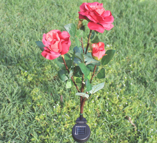 Lámpara Solar Rosa con 3 LED - Luz de Jardín Recargable por Energía Solar - Image 3