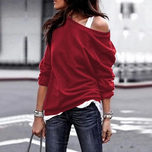 Blusa Clásica de Cuello Redondo y Manga Larga
