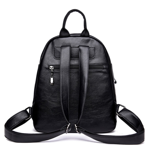 Mochila Conversível Feminina em Couro PU Estilo Coreano