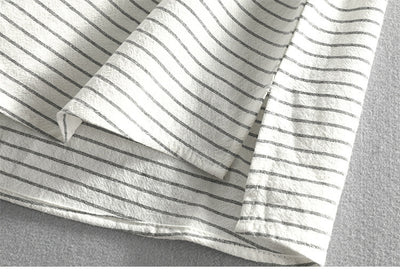 Camiseta Hombre Algodón Rayas Cuello Abierto Manga Corta Suelta Casual - Image 26