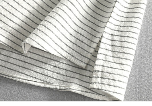 Camiseta Hombre Algodón Rayas Cuello Abierto Manga Corta Suelta Casual - Image 26