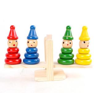 Juguete de Equilibrio Payaso de Madera con Anillos Puzzle para Niños - Image 4