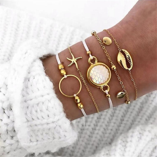 Pulsera de 6 Piezas con Gema Tortuga y Gota de Agua - Image 9