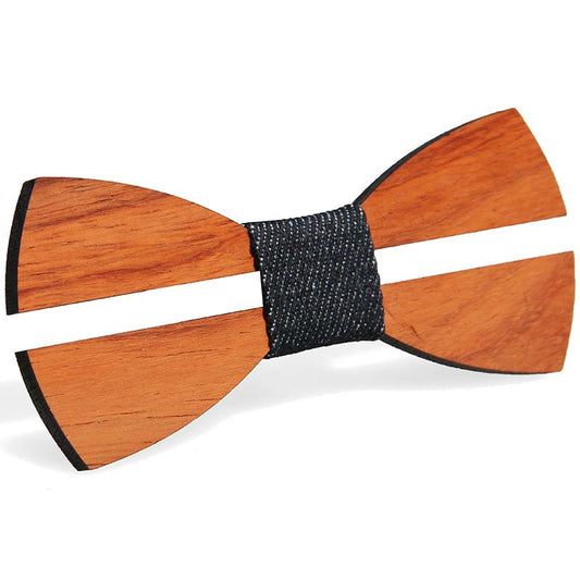 Pajarita de Madera Maciza Verde y Rojo con Diseño de Pera - Image 2