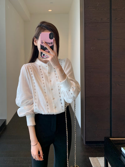 Blusa Blanca para Primavera y Verano con Mangas Tipo Linterna Francesa - Image 29