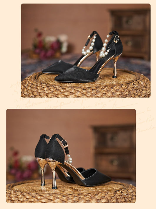 Sandalias de Perla con Tacón Stiletto para Mujer - Talla Pequeña - Image 15