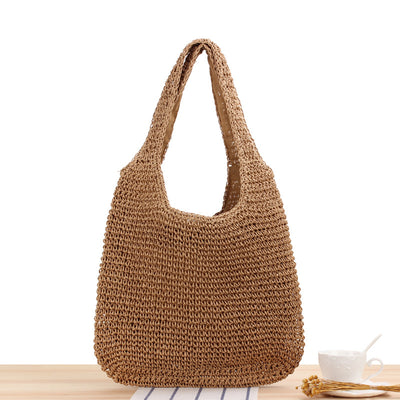 Bolsa de Playa Redonda Tejida a Mano - Bolso Cruzado de Ratán para Mujer - Image 6