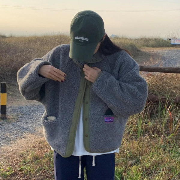 Abrigo de Lana de Cordero Gruesa para Mujer Estilo Coreano Invierno - Diseño Reversible con Cuello Alto