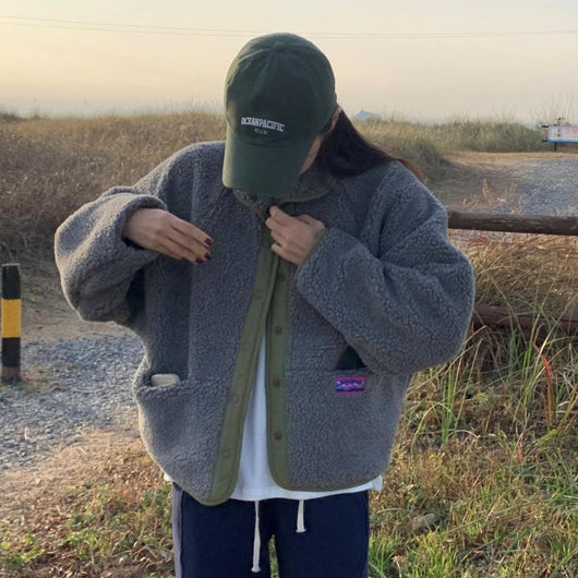Abrigo de Lana de Cordero Gruesa para Mujer Estilo Coreano Invierno - Diseño Reversible con Cuello Alto