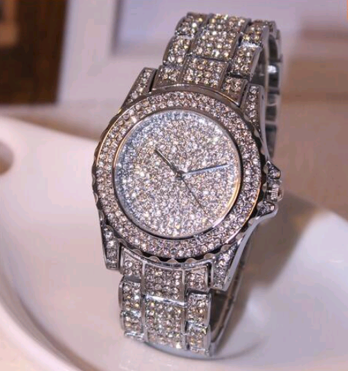 Reloj de Dama con Correa de Acero y Cristales Brillantes Gypsophila