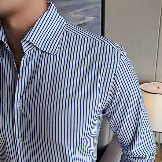 Camisa de Vestir Hombre Talla Grande a Rayas sin Planchado - Image 4