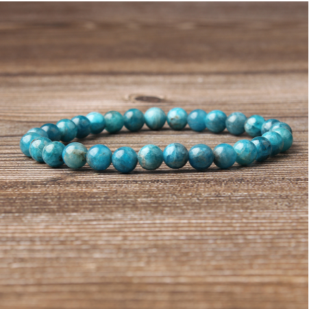 Pulsera de Apatita Azul Natural - Joyería Elástica Unisex - Image 4