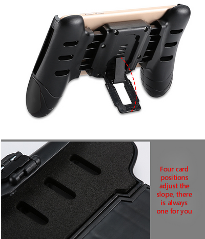 Black mobile game handle with an attached joystick and trigger buttons, holding a smartphone displaying a game. - Image 4
