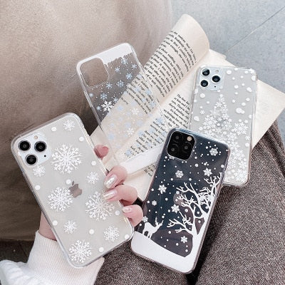Funda para teléfono con diseño navideño de reno y copo de nieve