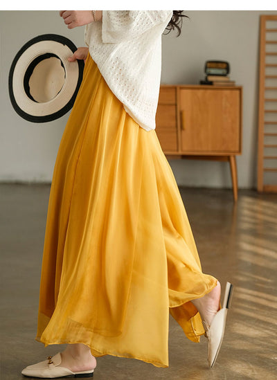 Pantalones Anchos de Cintura Alta en Malla y Gasa - Comodidad Elegante - Image 42