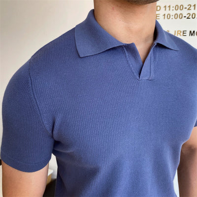 Camisa Tipo Polo Sin Botones de Cuello V para Hombre - Image 3