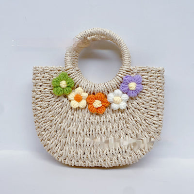 Bolsa Tejida de Paja Estilo Mori con Flores - Bolso de Mano Artesanal - Image 4