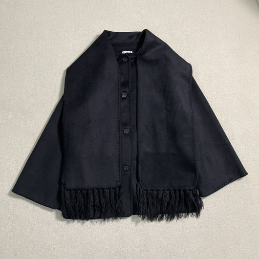 Abrigo de Lana Suelto con Cuello Bufanda de Borlas para Otoño e Invierno - Image 5